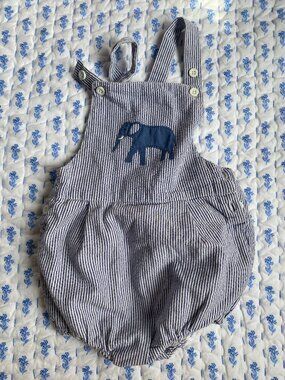 Baby Boden seersucker elephant bubble romper, 12-18m